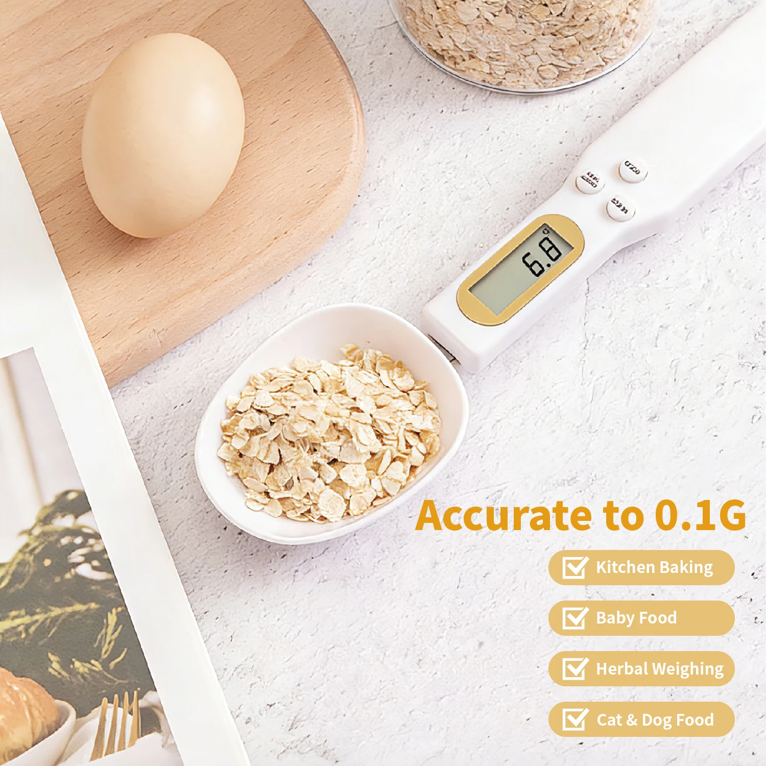 

Портативная цифровая кухонная ложка-весы с ЖК-дисплеем, электронные весы для измерения продуктов, кухонный инструмент для взвешивания еды, 500 г/0,1 г