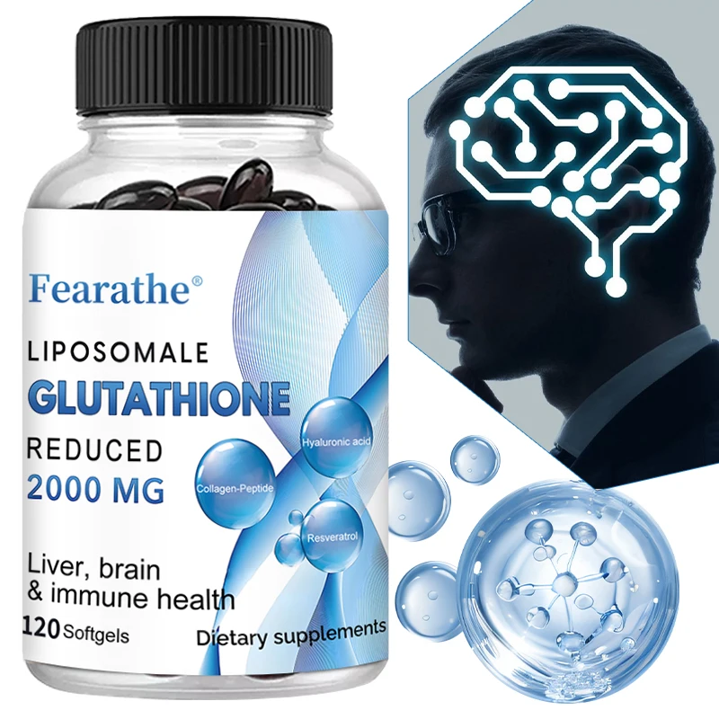 Glutatión liposomal 2000 mg, 120 cápsulas - Suplemento de glutatión reducido, antioxidante, protección celular, hígado, cerebro, inmune
