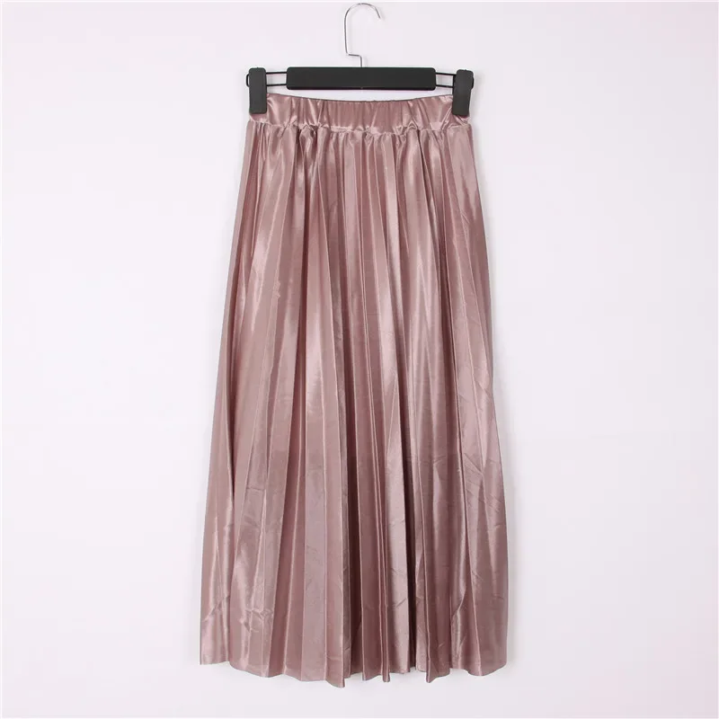 

Elegant High Waist Satin Women Skirts Solid Zipper Faldas Mujer Ladies Casual Slim Chic Mid Length Skirt Korean Summer Clothes