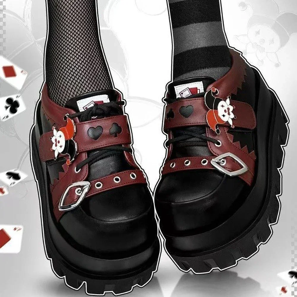 2025 NIEUWE gotische platformschoenen Lolita Poker Joker Clown decoratie liftschoenen vrouwelijke Street Style meisjes Halloween cadeau