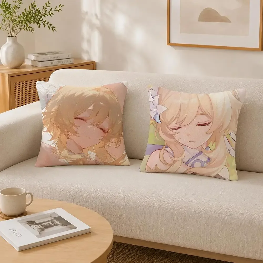 Game Character Lumine Cushion Cover Soft Fluffy Short Plush  Pillow Case Throw Decorative for Sofa Bedroom Home Decor