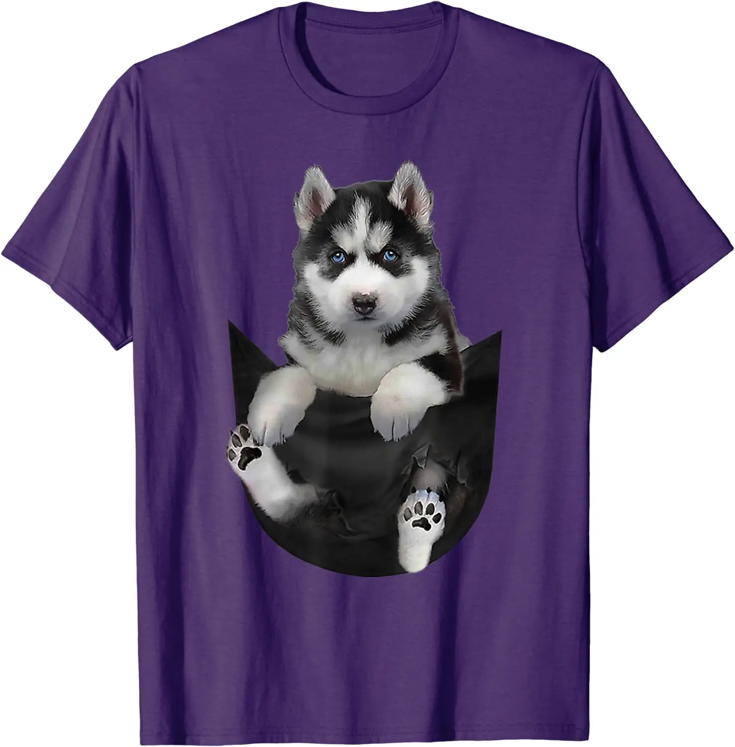 ลูกสุนัขในกระเป๋าออกแบบตลก Husky Dog Lover ของขวัญเสื้อยืดแขนสั้น Casual 100% Cotton O-Neck ฤดูร้อน Mens เสื้อยืดขนาด s-3XL