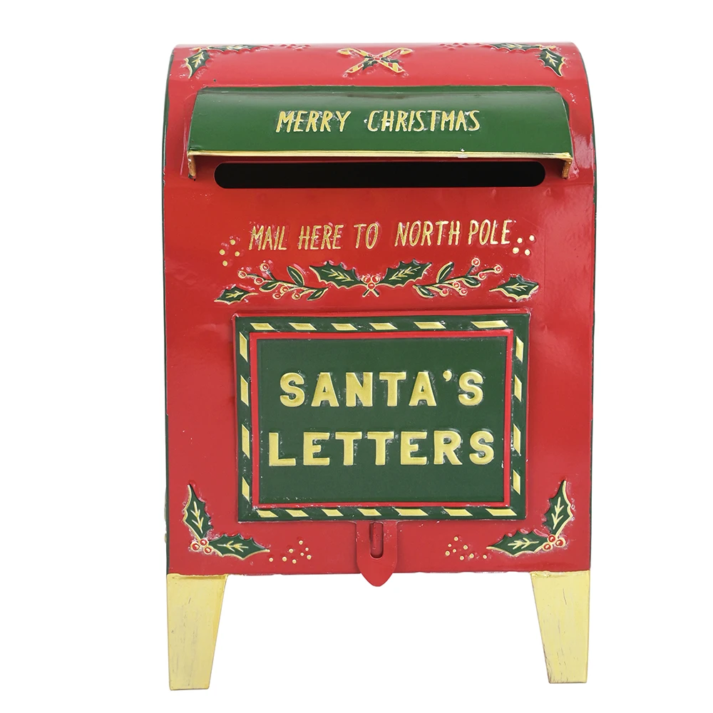 Santa Mailbox Farmhouse Christmas decorations Outdoor Garden Metal Mailbox Christmas Wishing Mailbox Leaving Message Post Box St