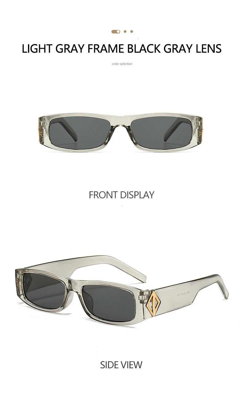 Neue schmale quadratische Sonnenbrille im modischen Stil, PC-Material, goldene Logo-Dekoration, trendiger Streetstyle, Unisex-Sonnenbrille 5378 – Detail 12