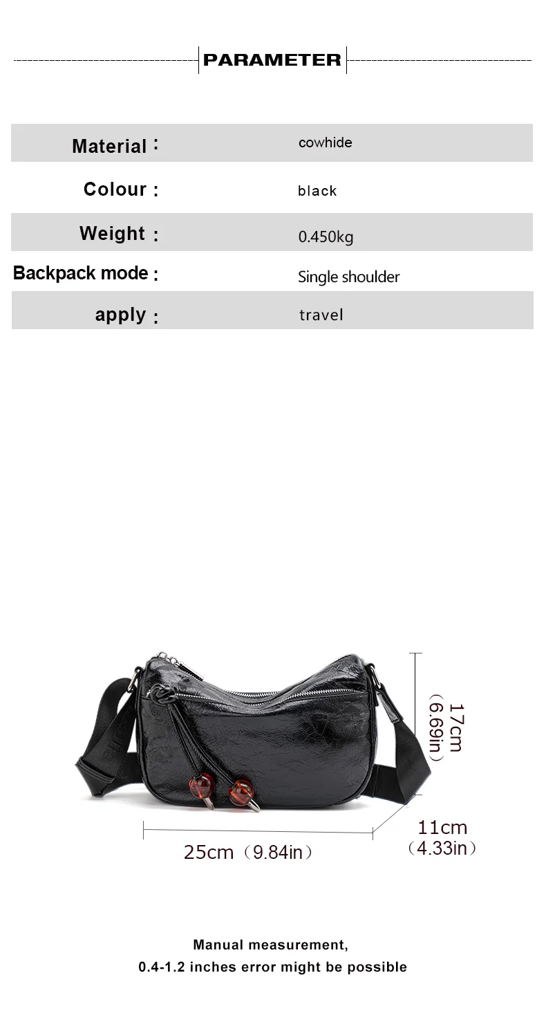 Damenmode-Handtasche mit Plissee-Textur, ultraweich, 100 % Rindsleder, verstellbare Schulter- und Umhängetasche – Detail 6