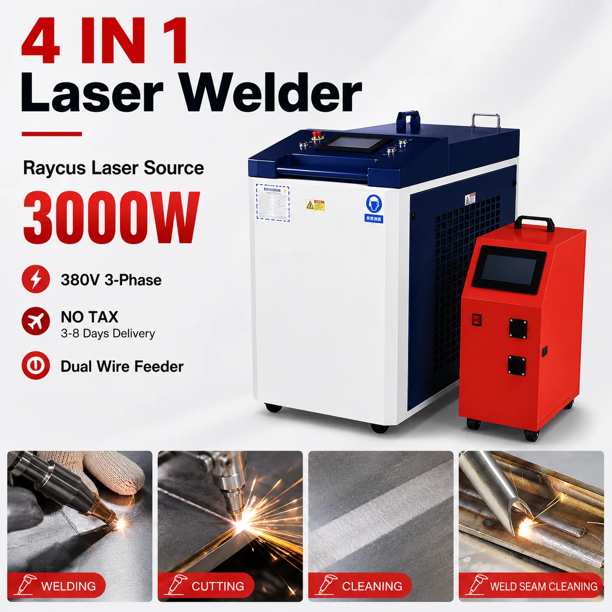Industrial Handheld Laser Welder - Raycus 3000W 4 IN 1 Fiber