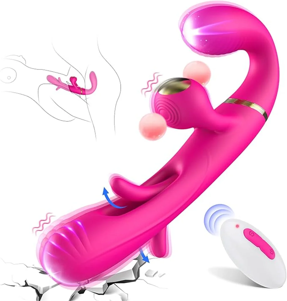 Vibrador con aleteo hueco para mujeres adultas, palo de masaje de doble cabeza para lesbianas, masturbador de estimulación del punto G, Juguetes sexuales para mujeres mayores de 18 años