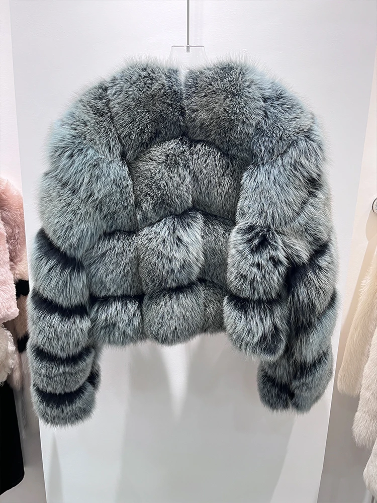 Neue Frauen Winter Echte Natürliche Fuchs Pelzmantel Hohe Qualität Echte Luxus Weibliche Jacke Lange Ärmel Oberbekleidung