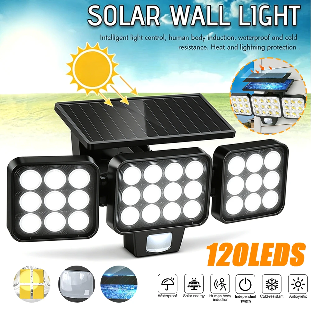 LED-Solarleuchte für den Außenbereich mit Bewegungssensor, die den menschlichen Körper erkennt und drei einstellbare Beleuchtungsmodi bietet, wasserdicht nach IP65, Solar-Wandleuchte mit drei