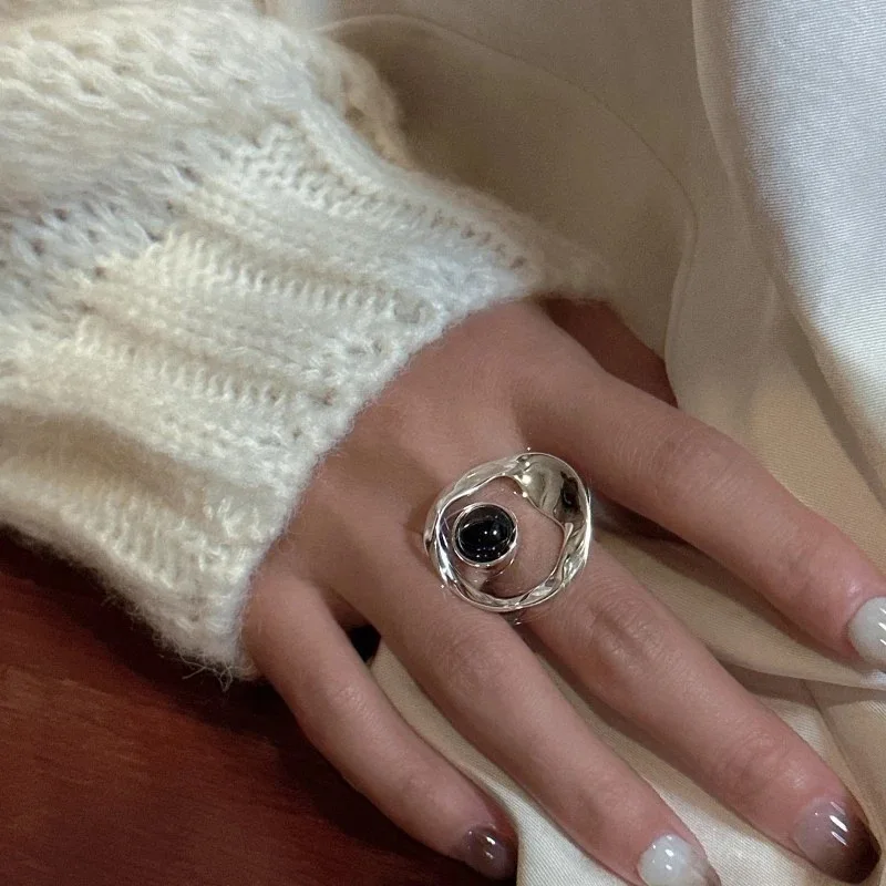 Women's 925 Sterling Silver Adjustable Vintage Circle Ring