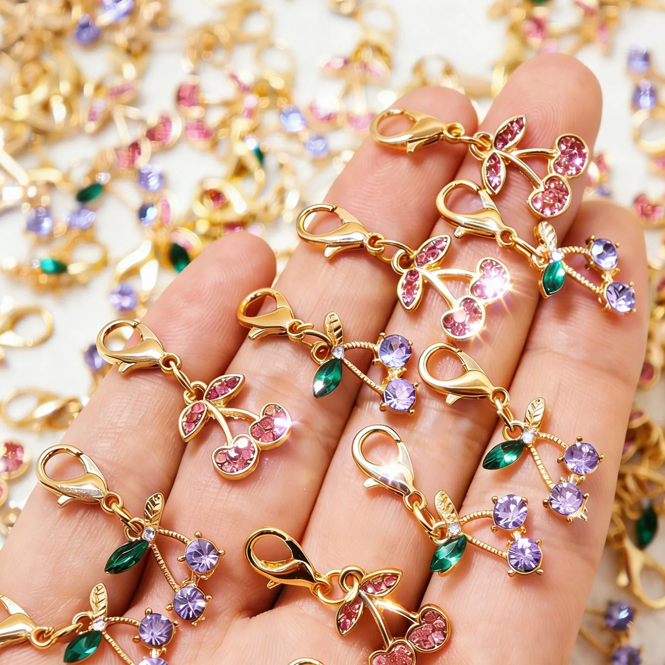 

Подвески с вишней и застежками-омарами — аксессуары для ожерелья, браслетов, брелков, подвесок для сумок и украшений для обуви своими руками