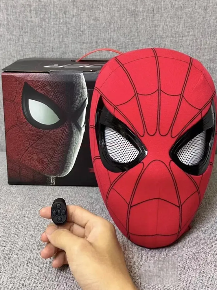 Mascara Spiderman Headgear Cosplay Moving Eyes Electronic Mask Spider Man 1:1 Remote Control Elastic Toys For Adult Kids Gift