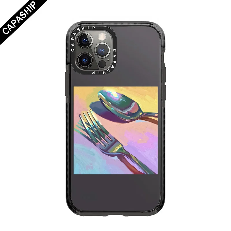 Artist Spoon Fork Graffiti Label Case For Iphone 11 14 15 Pro Max Silicone Soft 12 13 Mini 6 7 8 Plus XR XS Max Shockproof Cover