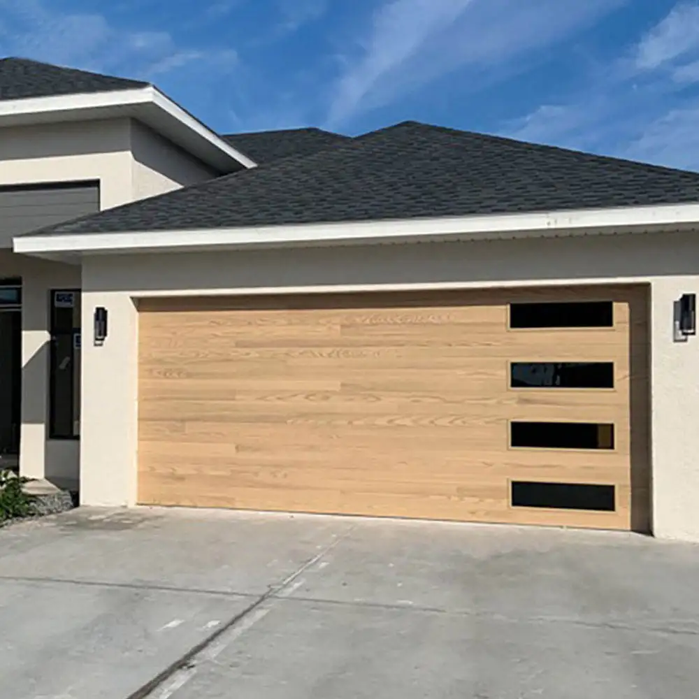 High Quality Embedded Glass Wood Grain Color Aluminum Garage Door Multiple Sizes Optional Garage Doors Anti Rust Garage Doors