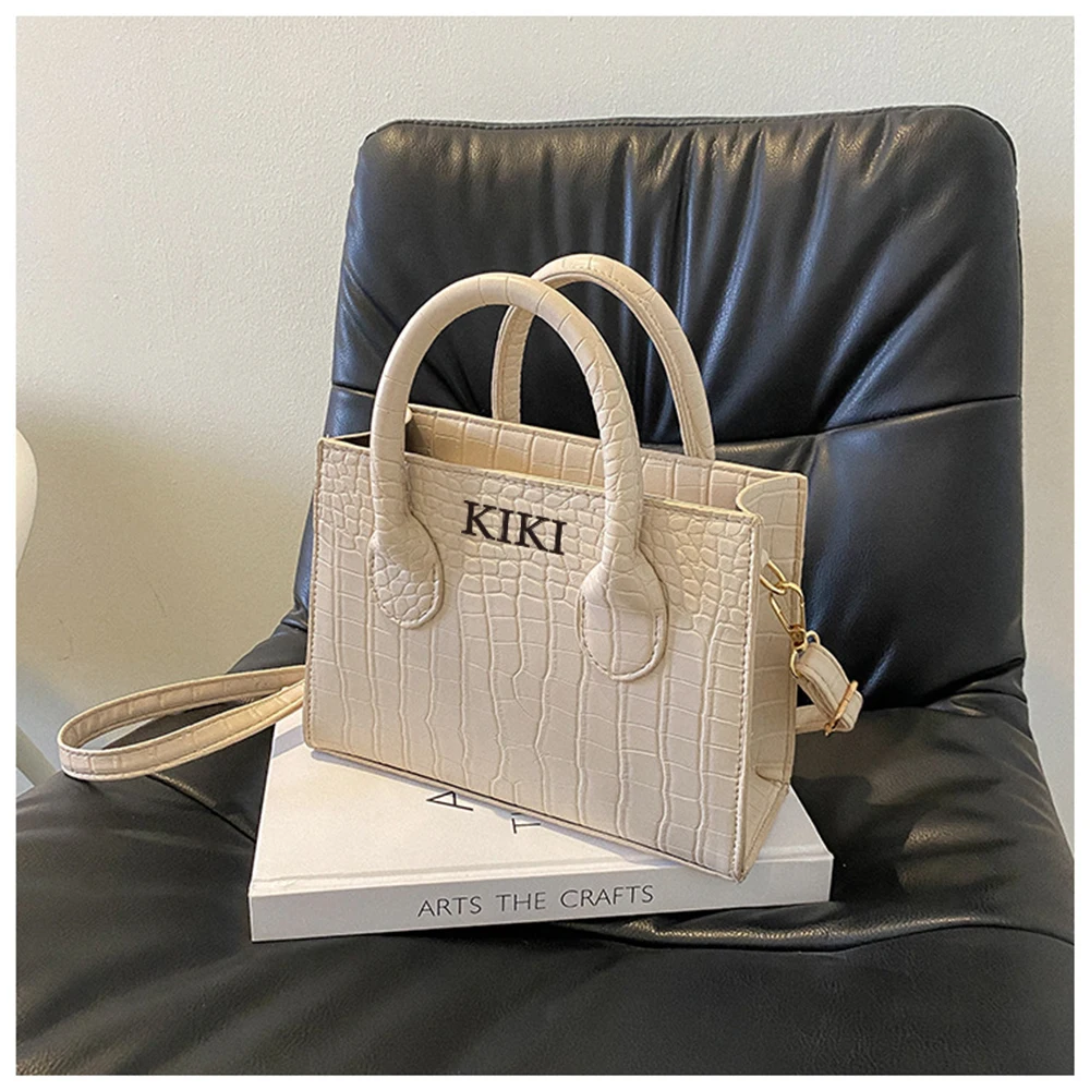 Personalised Name Custom Handbag Birthday Gift For Her Simple Style Small Shoulder Retro Solid Color Handbag Fashion Design Bag