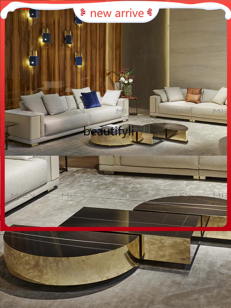 

Italian-Style Light Luxury Large Flat Floor Combined Tea Table Marble Tea Table Large Apartment Living Room Coffee Table G1218