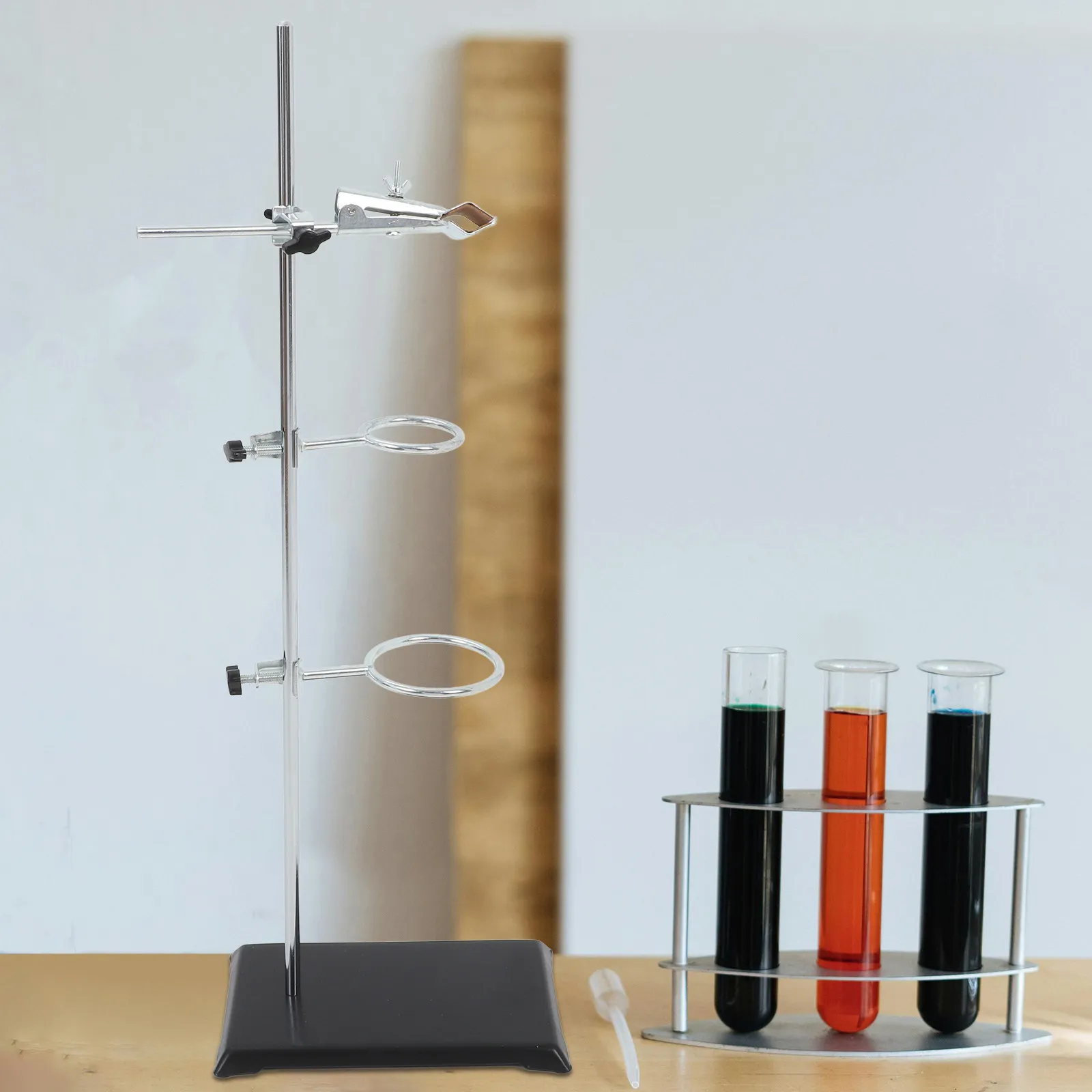 Adjustable Laboratory Stand Set with Clamp for Test Tubes Funnels and Rods Heavy Duty Science Lab Support Bracket Device view 2
