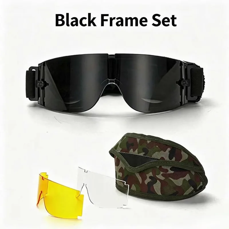 3 Swap Lens Tactical Shooting Goggles, Explosion Impact Resistant Glasses Military Fans CS Shooting Cycling Outdoor Gear