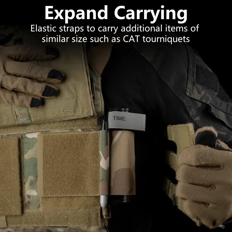 Outdoor TQ tourniquet Holder For Camping Vest Plate Carrier Side Wing Magic Fastener Elastic Tourniquet Pouch Vest Accessories