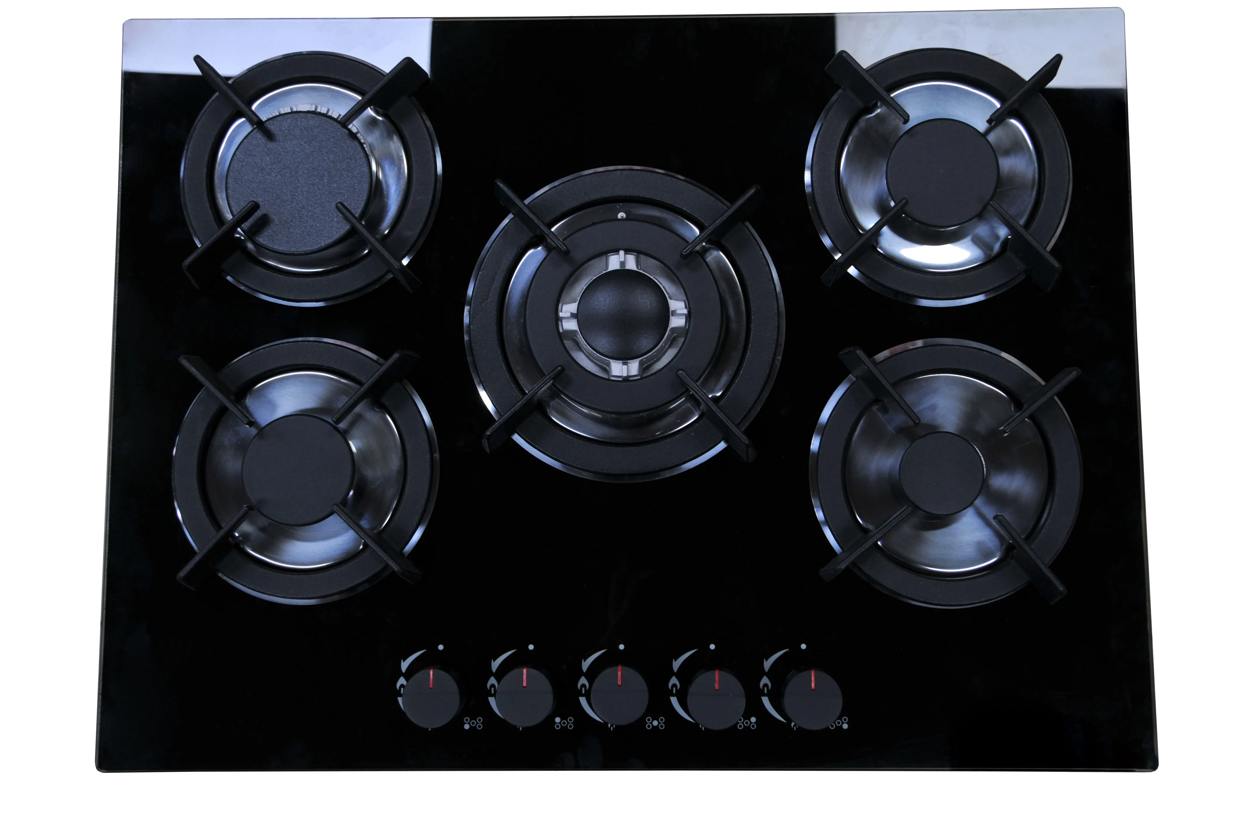 Wholesale 5-Burner Gas Range - Stainless Steel Built-in Cooktop with Fireproof Design, Commercial Grade for Hotels & Households