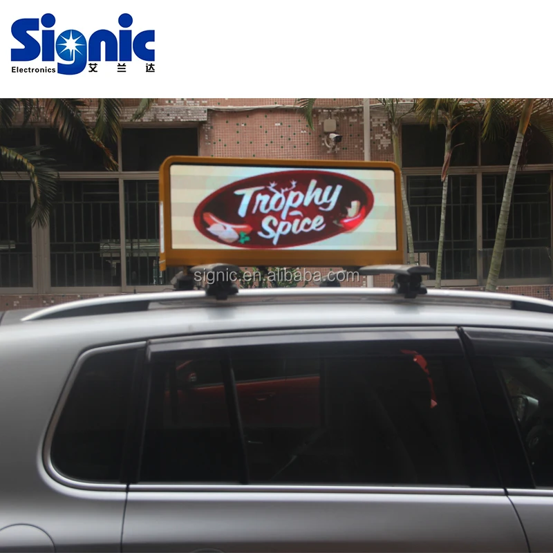 USA โฆษณามือถือกลางแจ้ง P3 P5 โฆษณารถแท็กซี่ติดป้ายโฆษณาดิจิตอลป้ายหลังคารถ / จอแสดงผล LED / หน้าจอ LED