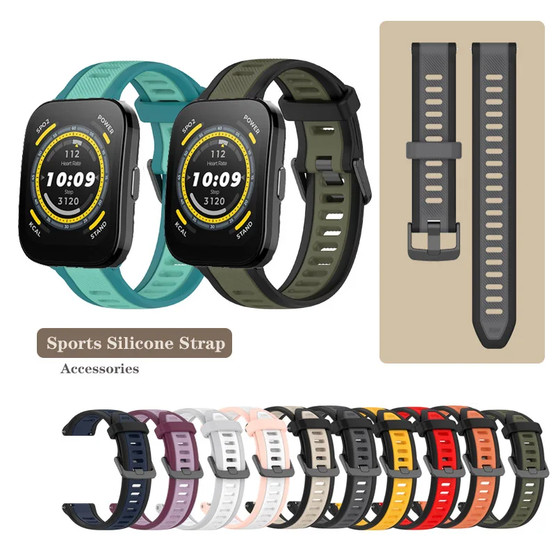 

20mm 22mm Sports Silicone Strap For Huami Amazfit Bip 5 / Bip 3 Pro / Lite S U Pop / GTS / GTR 2 3 4 Adjustable Band