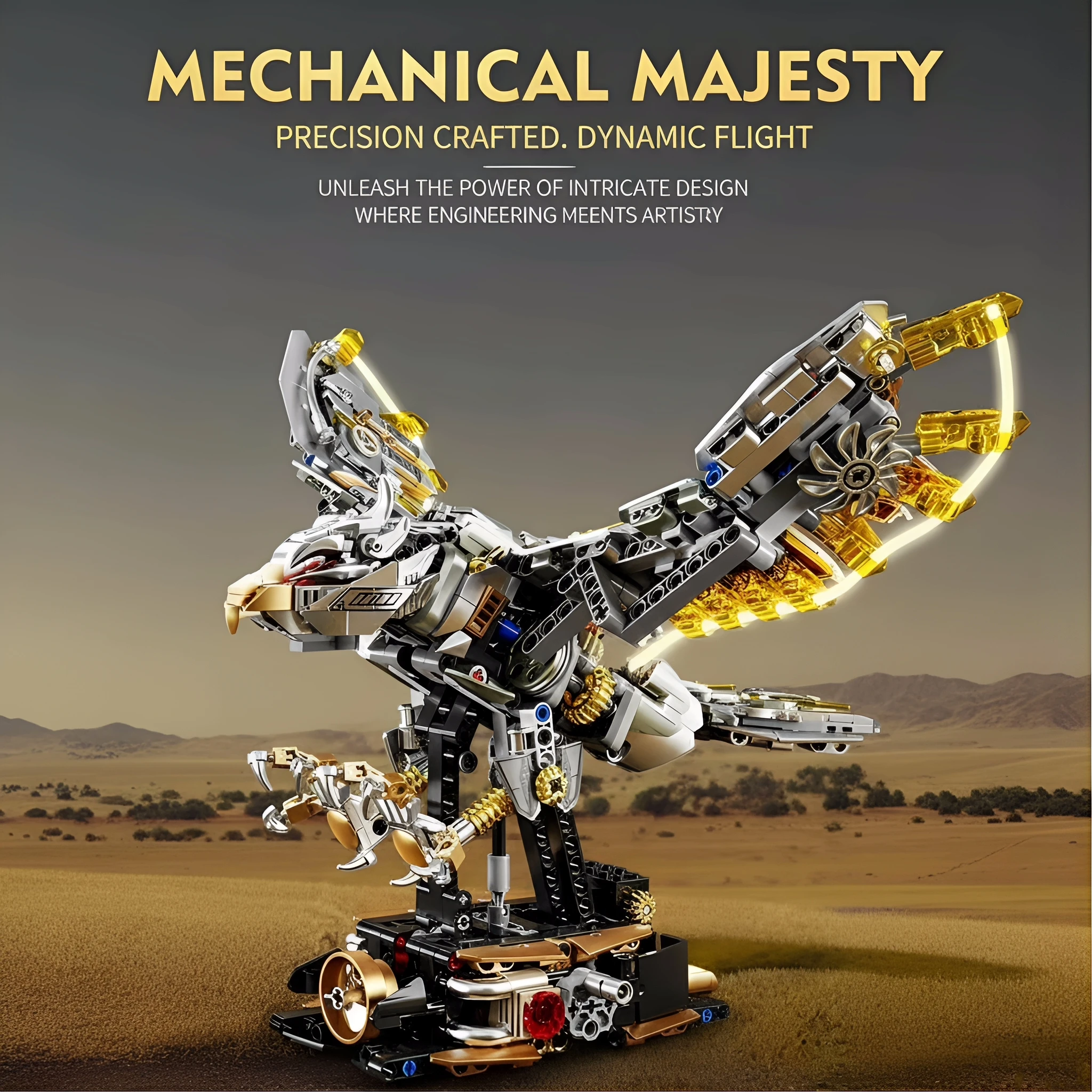 MJ BLOCK Mechanical Eagle Animal Building Blocks Sets Bricks Model Assembly Decorations For Adults Teens Gifts,1168 Pieces