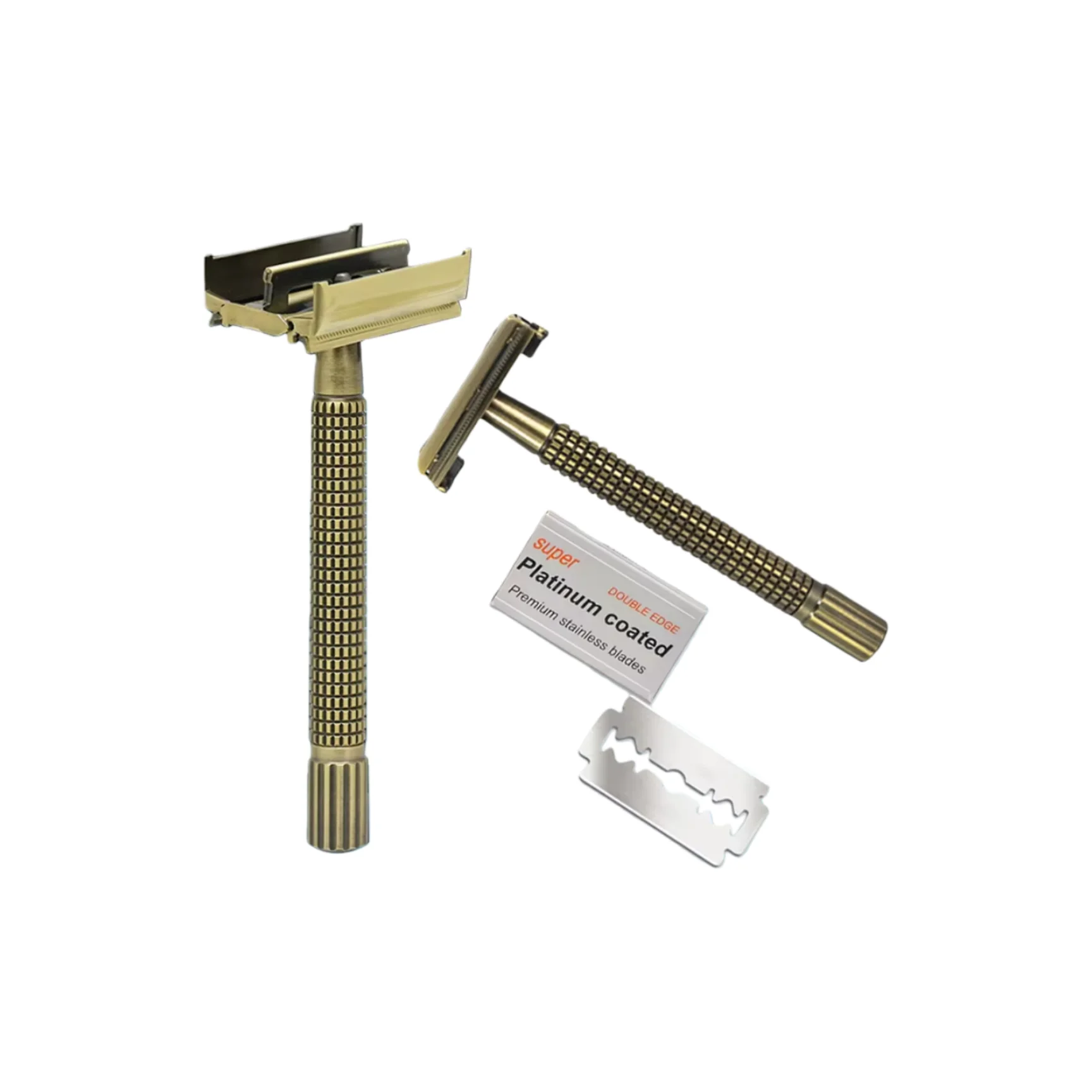 

Jokmae Безовый цвет Латунная безопасная бритва: Классическая ручная бритва с поворотной открытой головкой Мужская нескользящая текстура премиум-класса Многоразовое ручное бритье