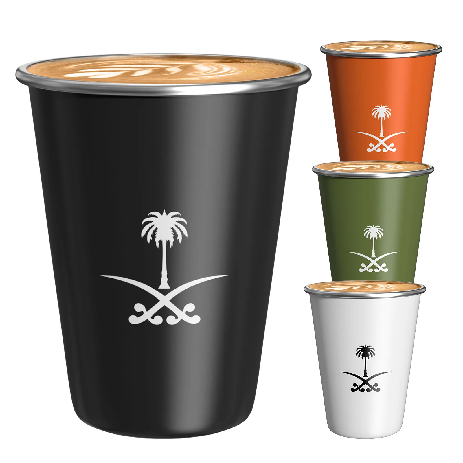 350ML Coffee Mug National Emblem of Saudi Arabia Logo Stainless Steel Water Cup Outdoor Camping Beer Mug for Party Birthday Gift