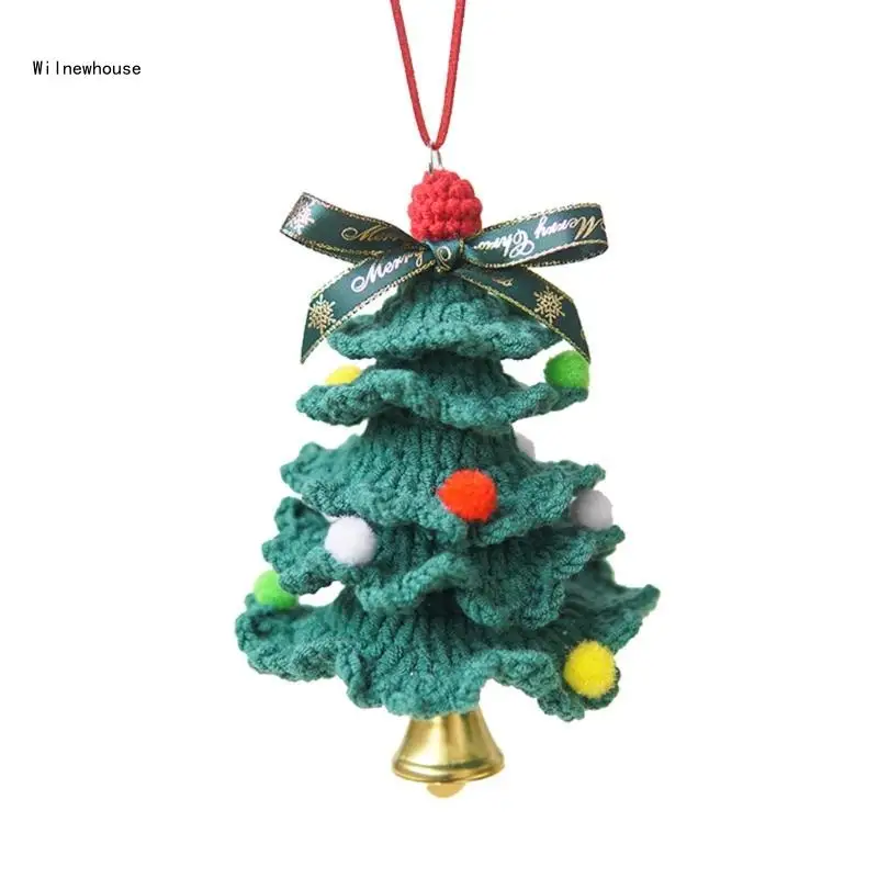 

Crochet Christmas Tree Pendant Car Rear Mirror Interior Decorations for Keychain Dropship