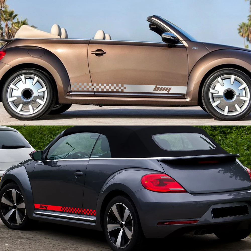 2pcs Racing Sport Stripes For Volkswagen VW Beetle Car Door Side Skirt Sticker Auto Body Decoration Vinyl Decals Accessories - view 4