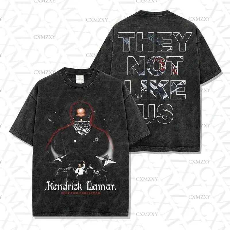

They Not Like Us Hip Hop Rap American T-Shirt Vintage Washed Double Sided Printed Short Sleeve