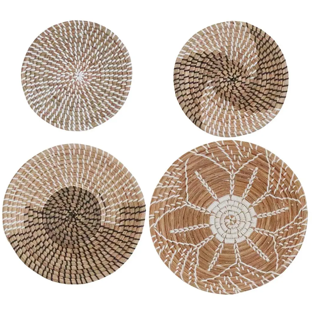 Creative Wall Basket Decor Circle Chic Art Flat Boho Crafts Nordic Style Rattan for Kitchen Home Livingroom Housewarming Gift