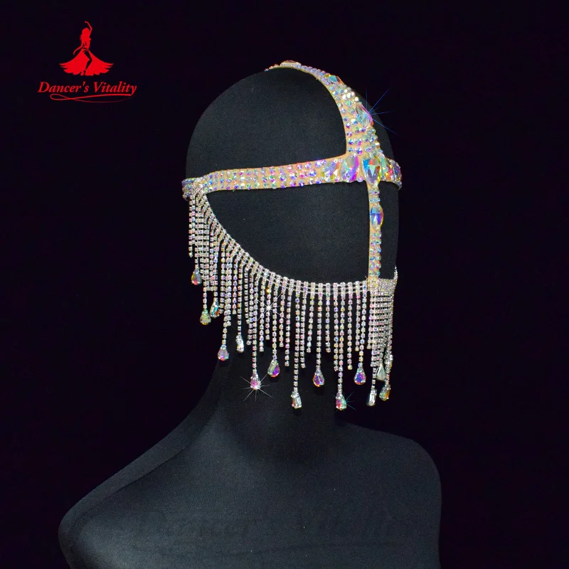 Belly Dance Face Mask Luxury Metal Diamond Chain Veil Indian Dancing Female Adult High-End Face Cover Performance Accessories