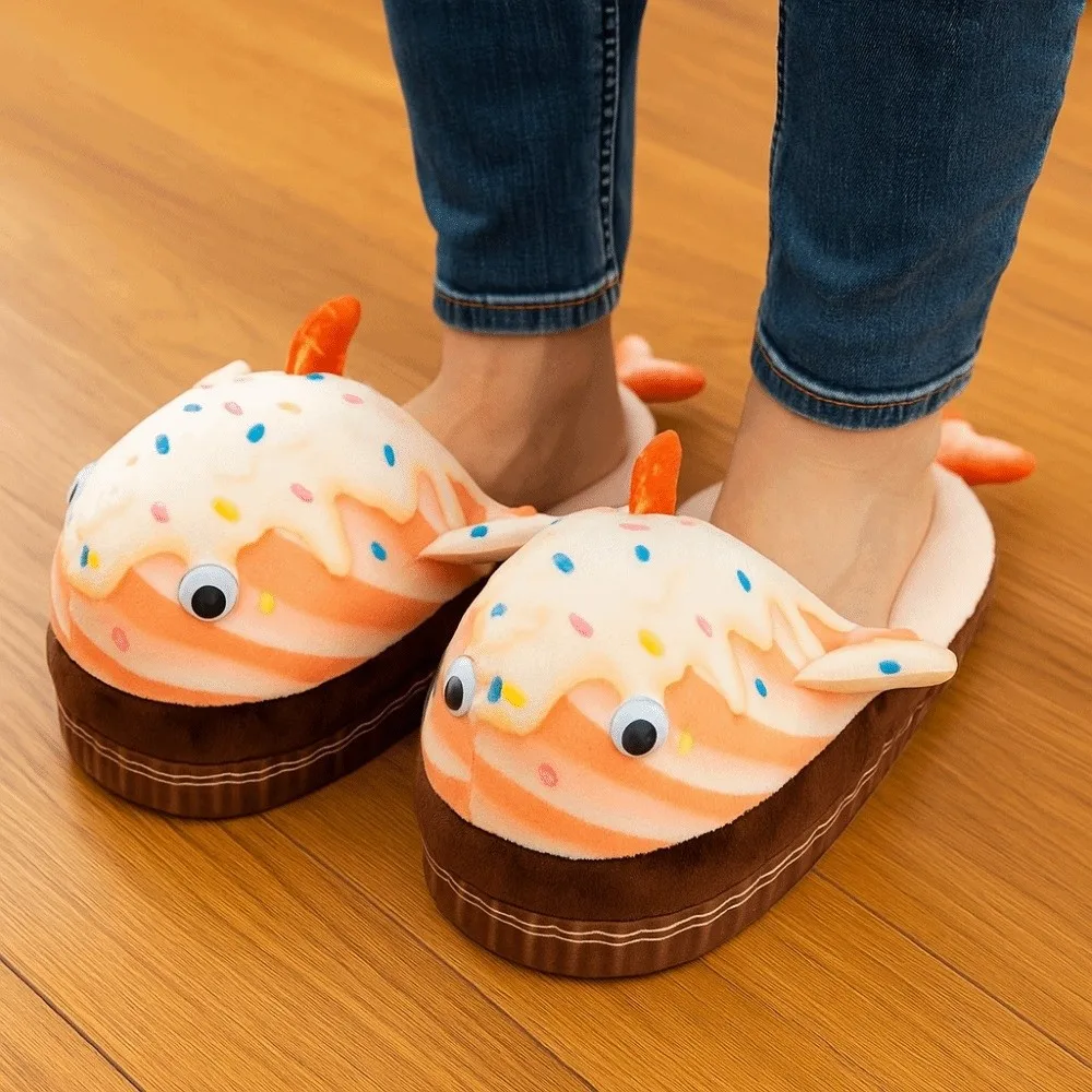 Bread Whale EVA Whale Shark Slippers Thick Sole Creative Whale Slippers Cozy Soft Winter Fluffy Slides Girls view 2