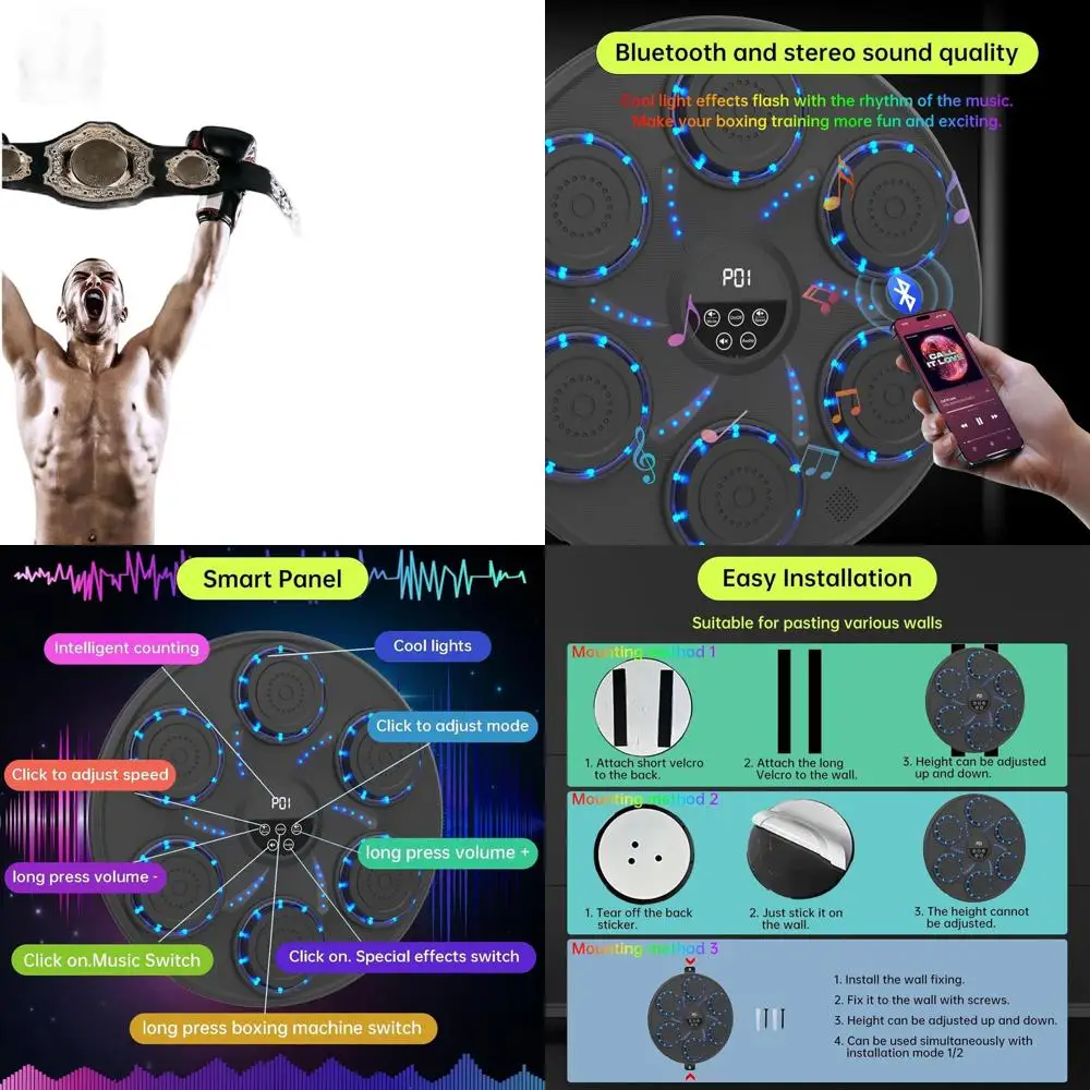 

Музыкальный боксерский тренажер Smart Bluetooth для взрослых и детей, для домашних тренировок (2 пары перчаток) (синий)