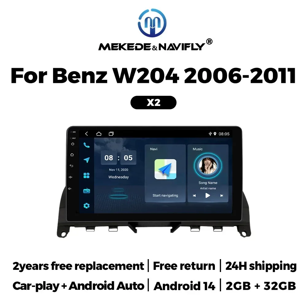 9 ''سيارة 2DIN راديو ستيريو لمرسيدس بنز C Class3 W204 S204 2006-2011 اللاسلكية Carplay أندرويد السيارات لتحديد المواقع IPS مشغل وسائط متعددة #2