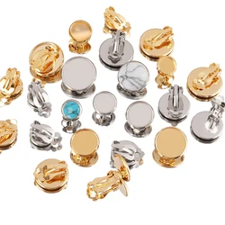 10pcs Stainless Steel Clip Earrings Blank Base Cabochon Cameo Ear Clip With Trays Bezels Setting for DIY Jewelry Making Supplies