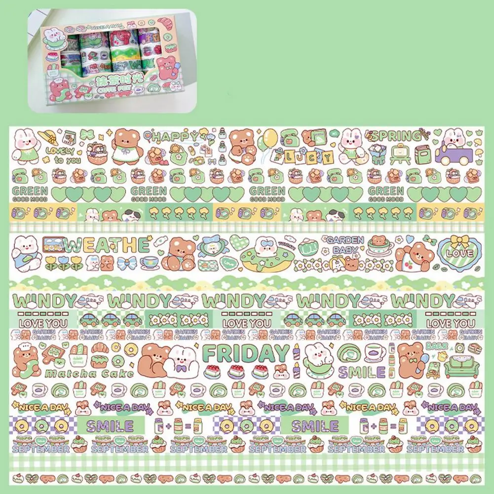 Masking Tapes 20 Rolls Beautiful Clear Print Long-lasting  Adorable Cartoon Print Journal Masking Tapes Scrapbook Supplies