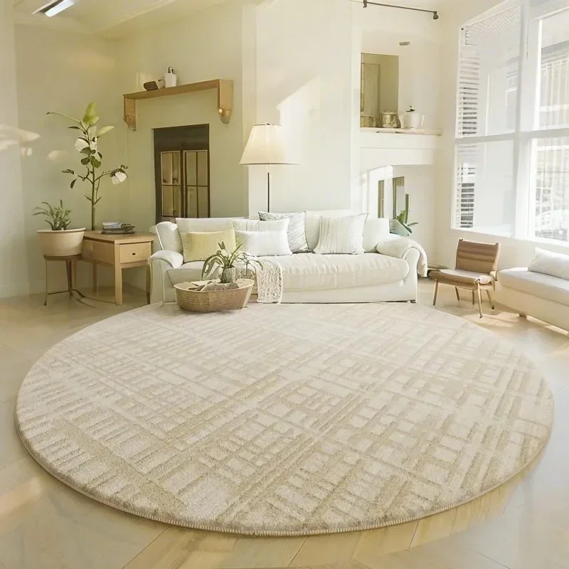 Simple Imitation Cashmere Carpet Round Luxury Thick Anti Slip Coffee Table Rug Kids Computer Chair Floor Mat Modern Home Decor