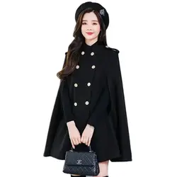 High End Fashion Vape Woolen Coat Women's Mid Length Autumn Winter  Double Breasted Korean Version Loose Shawl Outerwear Female