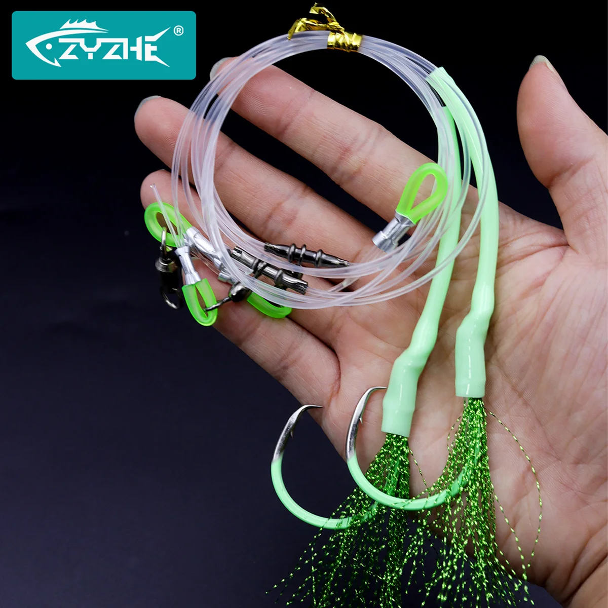ZYZHE 1pc Equipamento de Pesca em Alto Mar para Bacalhau, Linha de Pesca Forte com Tubo Luminoso e Anzol Circular Preto, Ideal para Pesca em Água Salgada