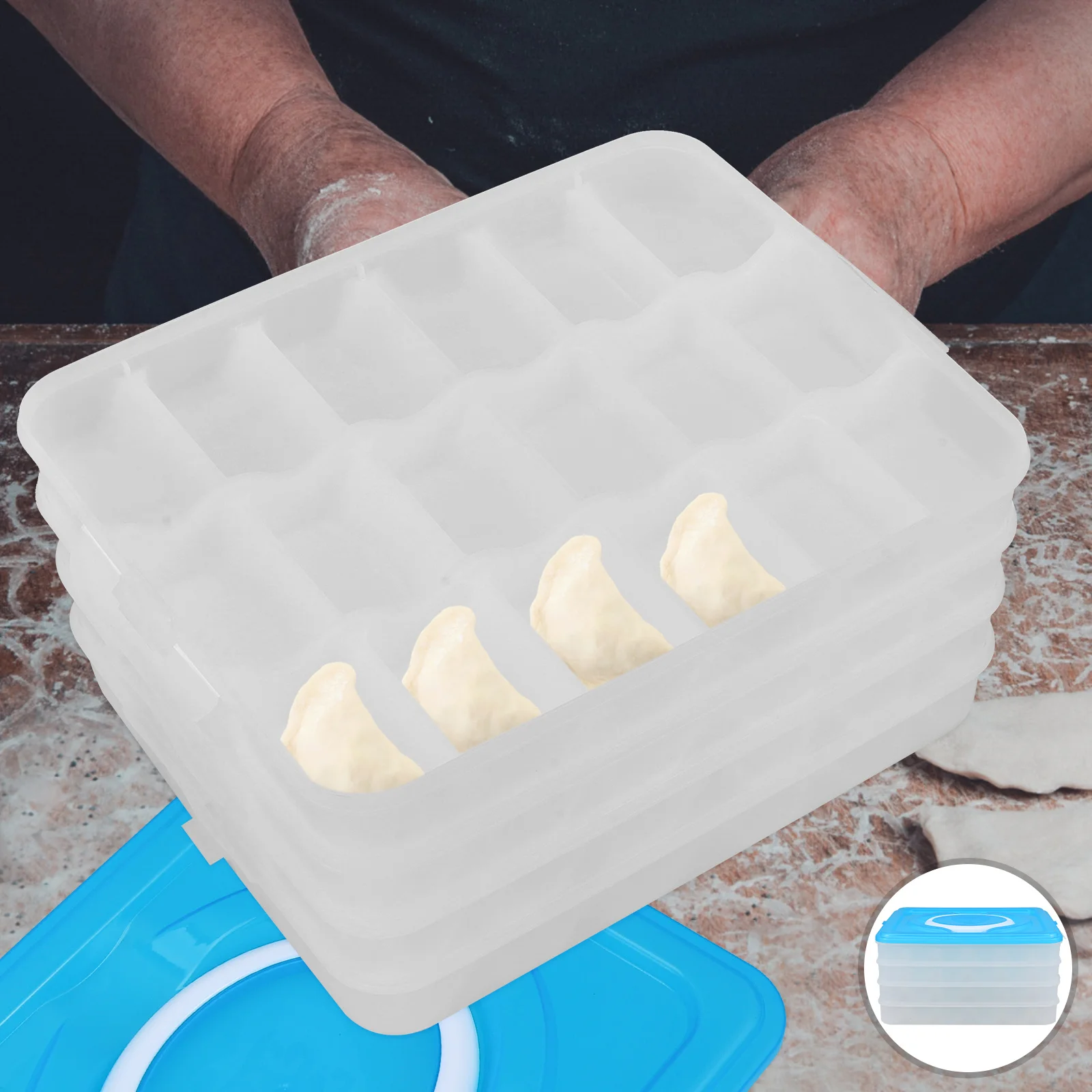 

Fresh Keeping Food Storage Container 4 Layer Microwave Safe Pp Material Dumpling Box With Buckles Odor Resistant Mould