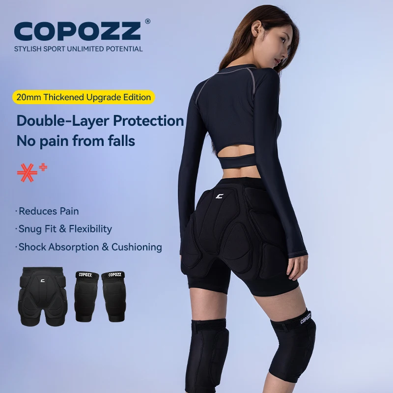 

COPOZZ Extreme Sports Unisex Ski Snowboard Protection Skiing Protector Skating Anti-shock Hip Padded Gear Shorts Knee Pads