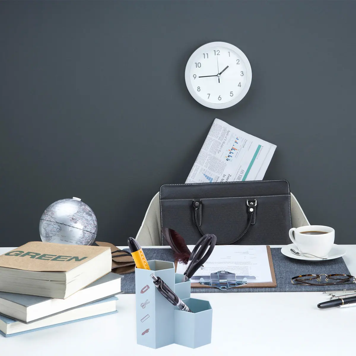 

1 шт. Шестигранный органайзер для канцелярии из ПП премиум-класса, настольный держатель для ручек, контейнер для хранения кистей для макияжа, помады, крема для учебы