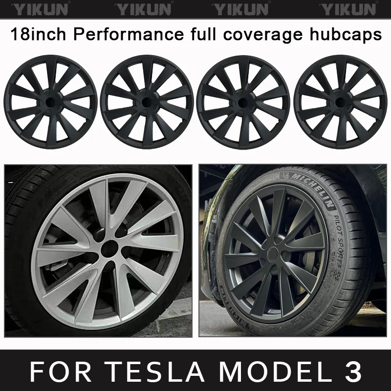 

4PCS HubCap for Tesla Model 3 18 Inch Car Replacement Wheel Cap Automobile Hub cap Full Rim Cover Accessories Wheel Cover 2023