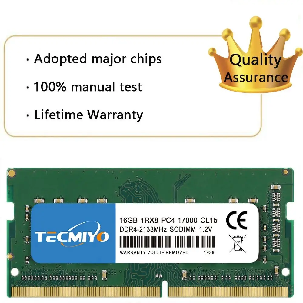 Imagem -05 - Tecmiyo-memória Ram Notebook para Laptop Ddr4 2133mhz Pc417000s 1rx8 1.2v 16gb