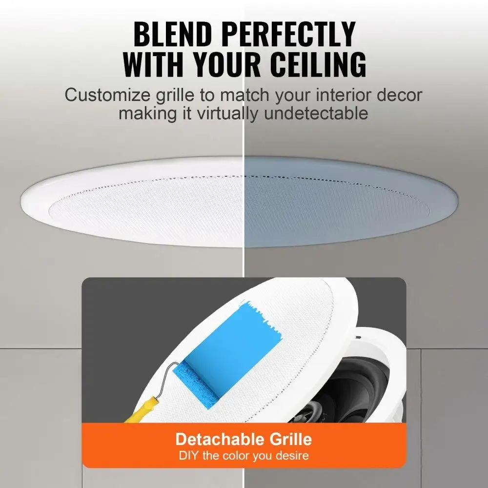 150W 6.5'' Flush Mount Ceiling & In-Wall Speakers, 8Ω, 89dB for home , Kitchen, Living Room & Outdoor Sound