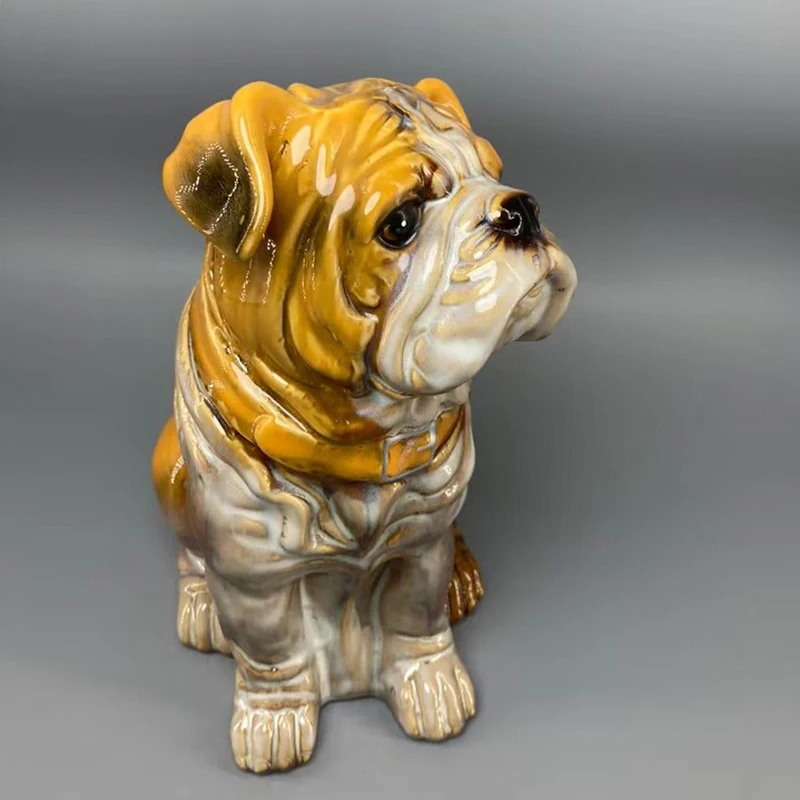 

Ceramic Animal Statue Sculpture Crafts, Dog, Bulldog Decoration, High 22 cm
