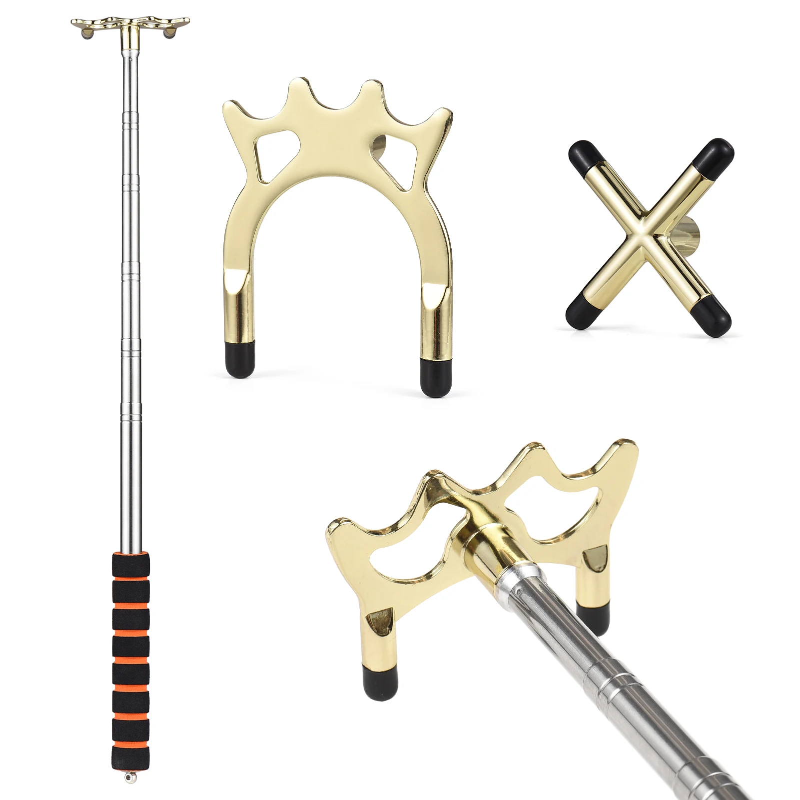 عصا البلياردو القابلة للسحب، عصا جسر البلياردو والسنوكر مع 3 رؤوس جسر نحاسية قابلة للإزالة #2